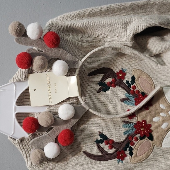 Cynthia Rowley NWT Holiday Sweater and Skirt Set with Bonus Headband - Picture 3 of 9